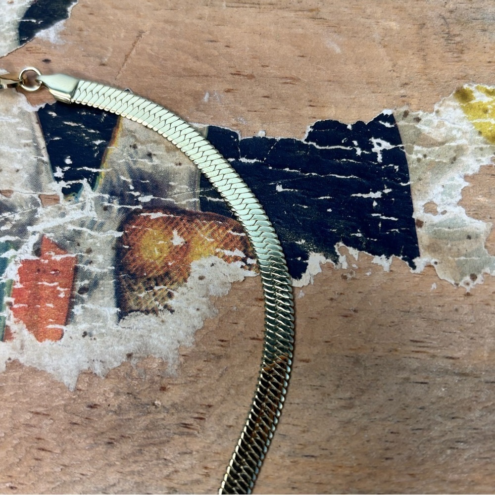 Jennifer Zeuner Hamilton Herringbone 14K Yellow Gold IP Plating Necklace 18" NWT - Picture 5 of 5